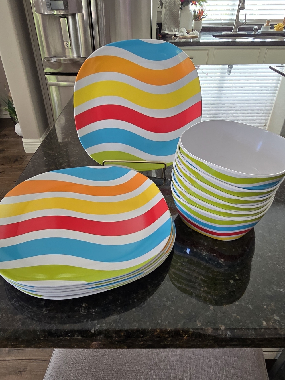 Colorful Wavy Stripe Melamine Dinnerware Set